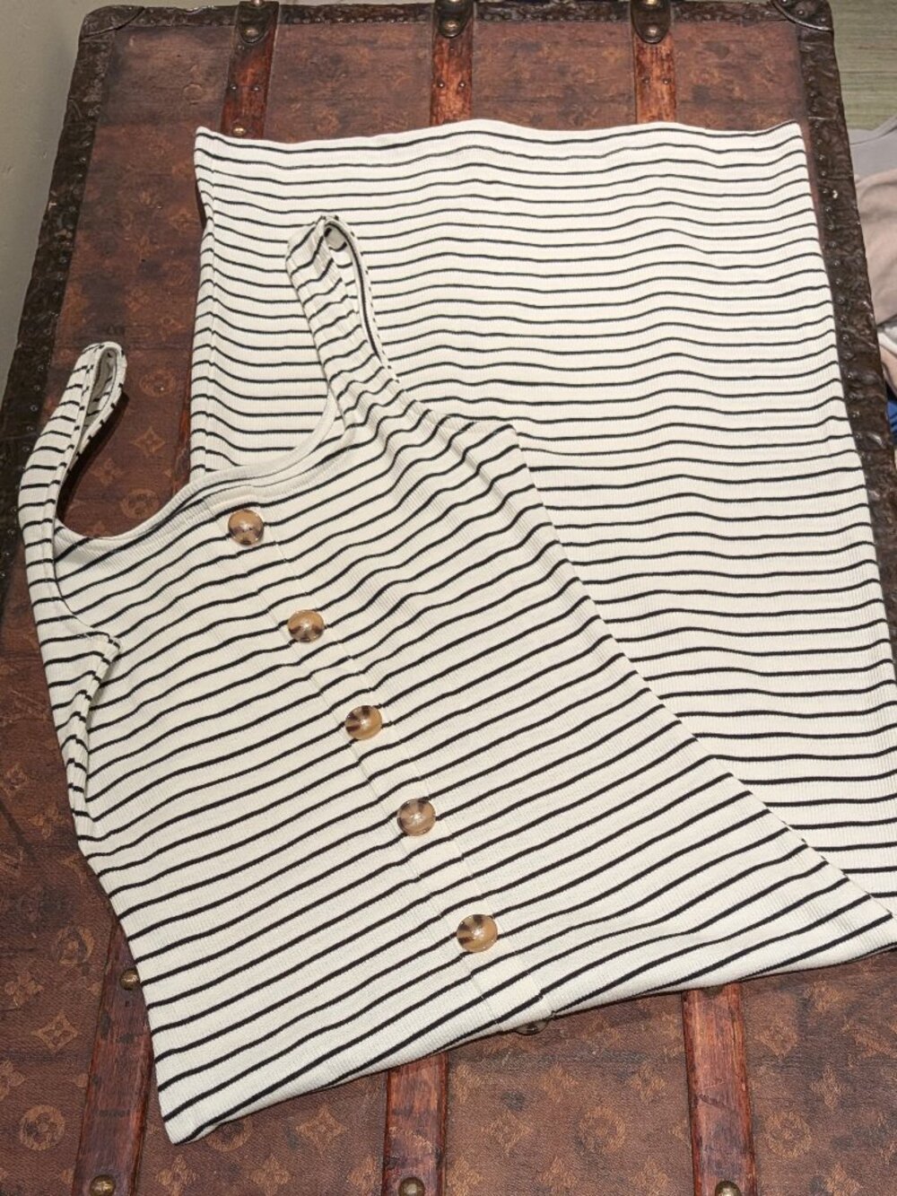 Blue/White Tank Strip Ribbed Dress